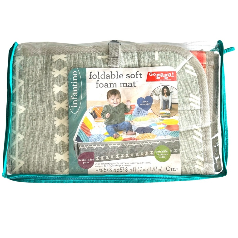 Infantino Foldable Soft Foam Mat Baby Tummy Time & Play Reversible